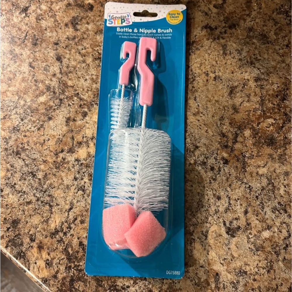 Bottle & Nipple Brush Set - Pink Handles